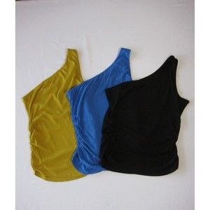Lot of 3 Missufe  One Shoulder Sleeveless Tank Ruched Blouse Top Tee Shirt Sz L